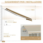 Outsunny 4x2.5m Hand-Cranked Roller Awning with Waterproof Cover, Metal and Aluminum, Beige