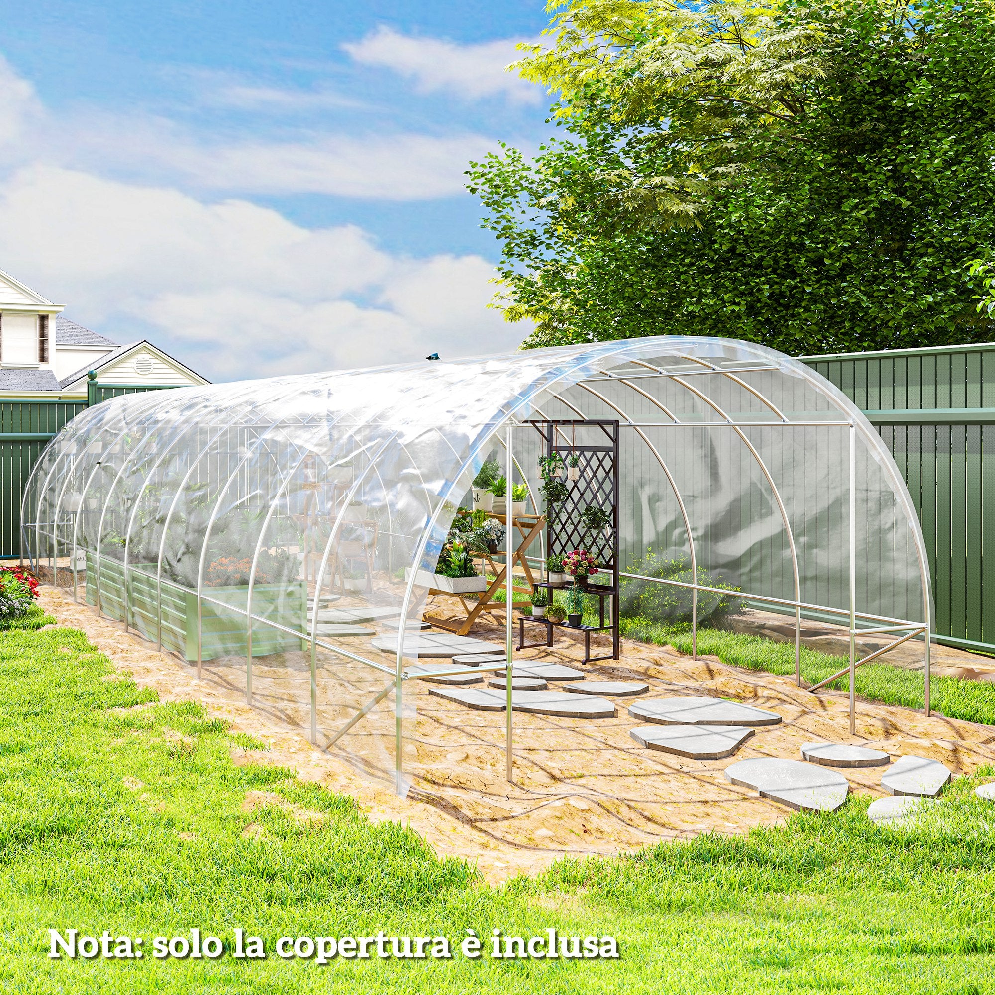 Replacement Greenhouse Cover 6x10 m, Anti-UV and Waterproof PP Tunnel Greenhouse Cover, Transparent