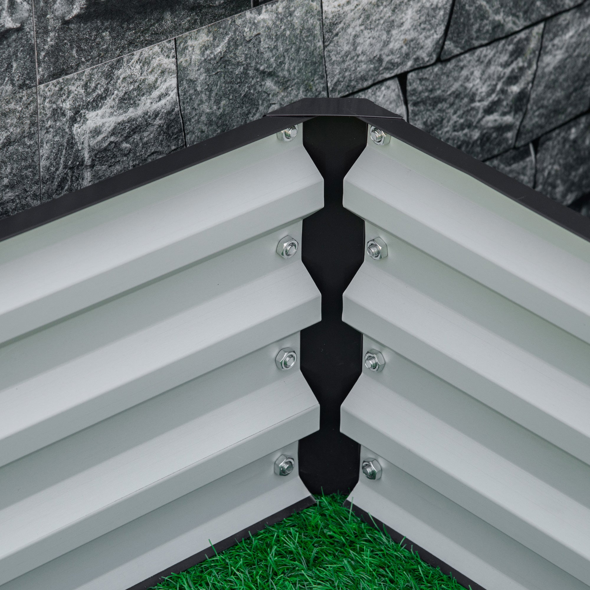 Open Bottom Raised Garden Bed with Covering, in Galvanized Steel, 120x120x30 cm, Gray - Borgè