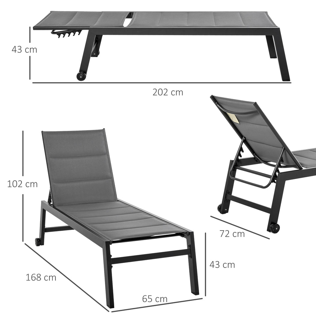 Outsunny 5-Level Reclining Garden Lounger with Padded Cover