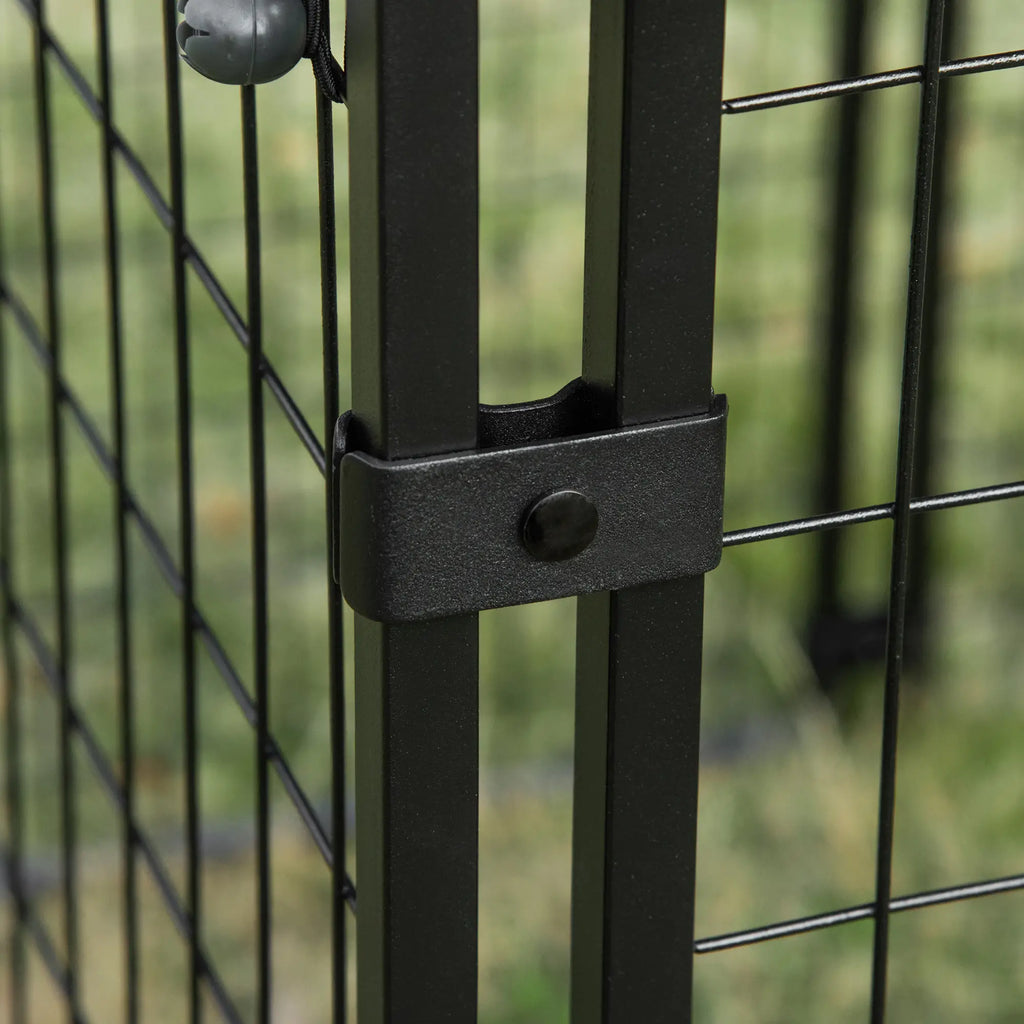 Foldable Dog Playpen with Cover, 8 Panels with Lockable Door, 141x141x113cm, Black