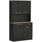 Tall Wooden Pantry Cabinet with Drawers and Cupboards, 101x39x180 cm, Black