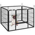 Foldable Metal Dog Playpen, Indoor and Outdoor, with Door and Pegs, 82x82x60cm, Grey