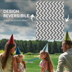 Reversible Outdoor Rug with Geometric Pattern, 121x182 cm, Grey and White