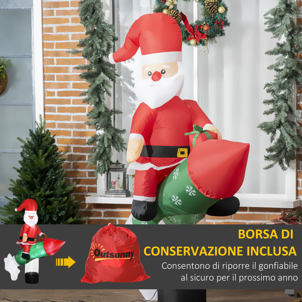 Inflatable Santa Claus with Missile, LED Lights and Inflator Included, 154x76x183cm