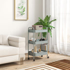 3-Tier Kitchen Trolley with Handles and 4 Casters, Steel, 45x30.6x79 cm, Light Blue