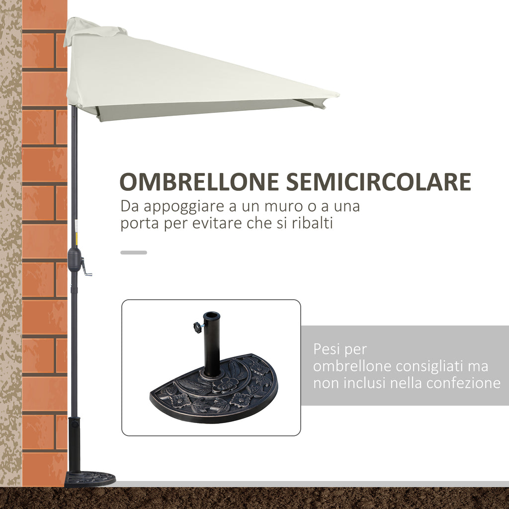 Space-Saving Crescent Wall-Mounted Umbrella with Crank Opening, Beige