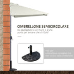Space-Saving Crescent Wall-Mounted Umbrella with Crank Opening, Beige