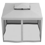 Outsunny 3x3 m Garden Gazebo with Mosquito Net, Double Roof and 8 Holes, in Steel and Polyester, Grey