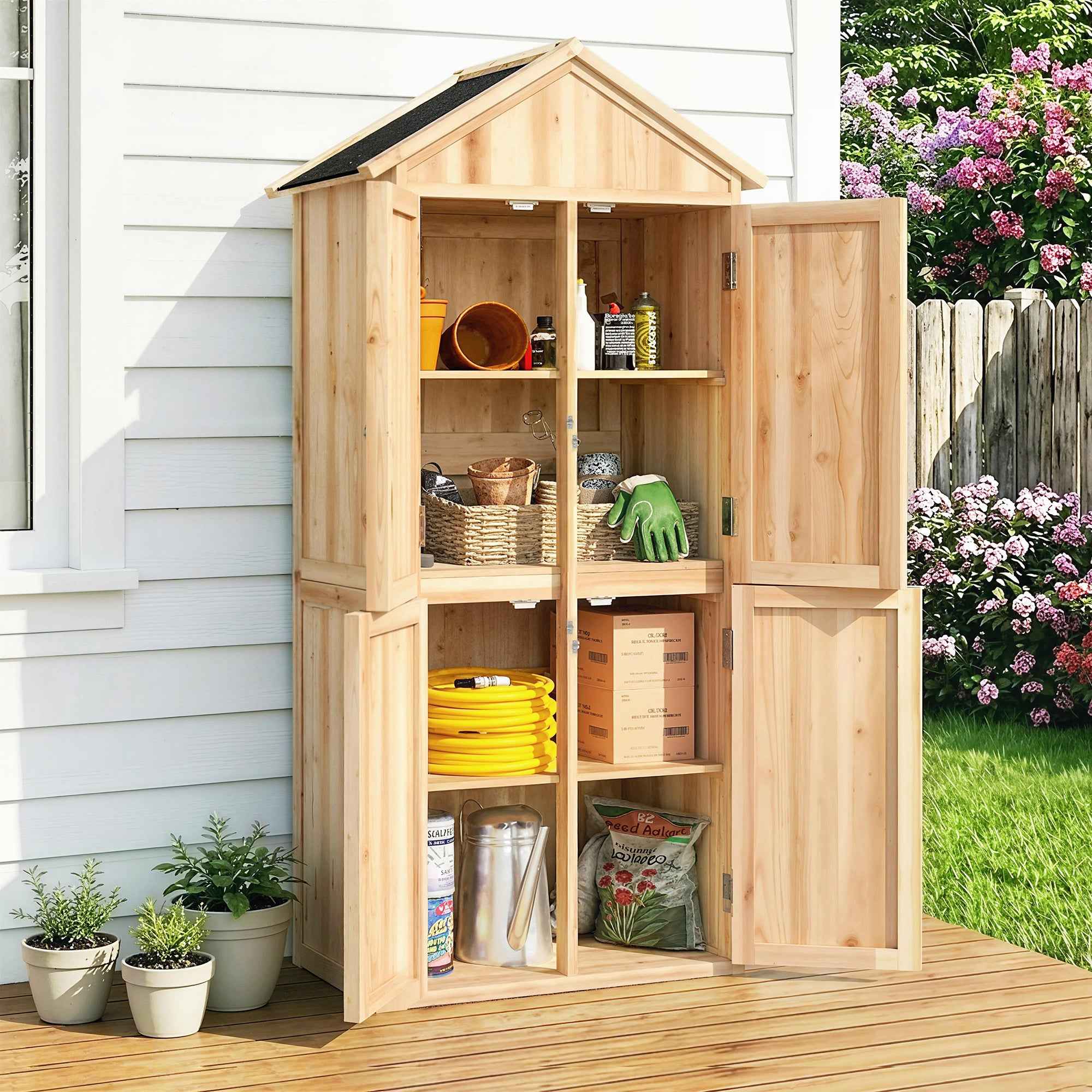Outsunny Outdoor Tool Cabinet with Removable Shelves
