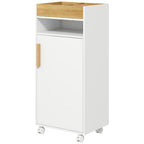 kleankin bathroom cabinet with removable tray, open shelf and closed locker, in chipboard, 40x30x88 cm, white - Borgè