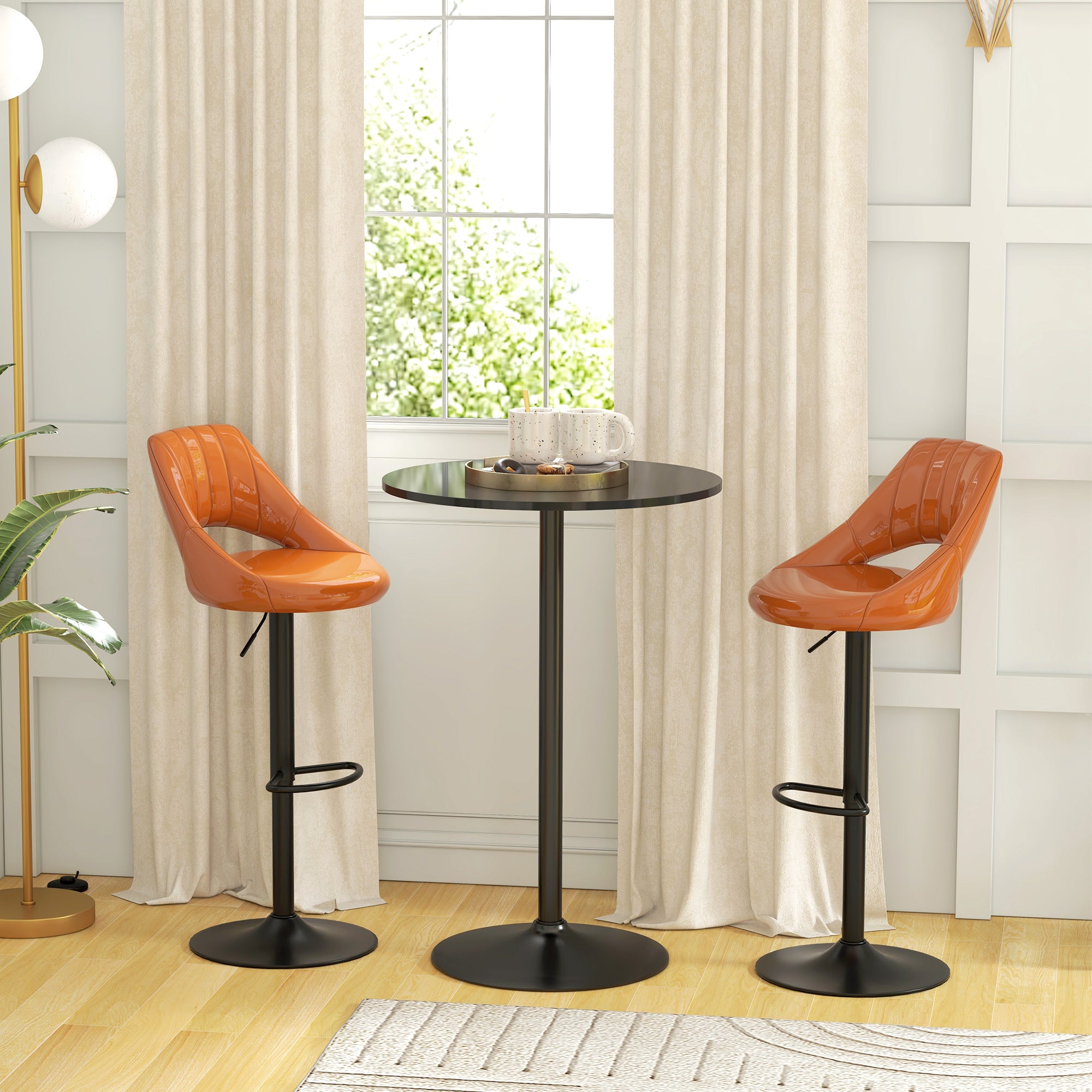 Homcom tall table from modern round bar with steel base and mdf top, Ø70x102cm, black - Borgè