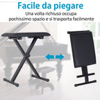 Piano Bench Padded Height Adjustable Foldable Non-Slip, Black, 39x29x47cm