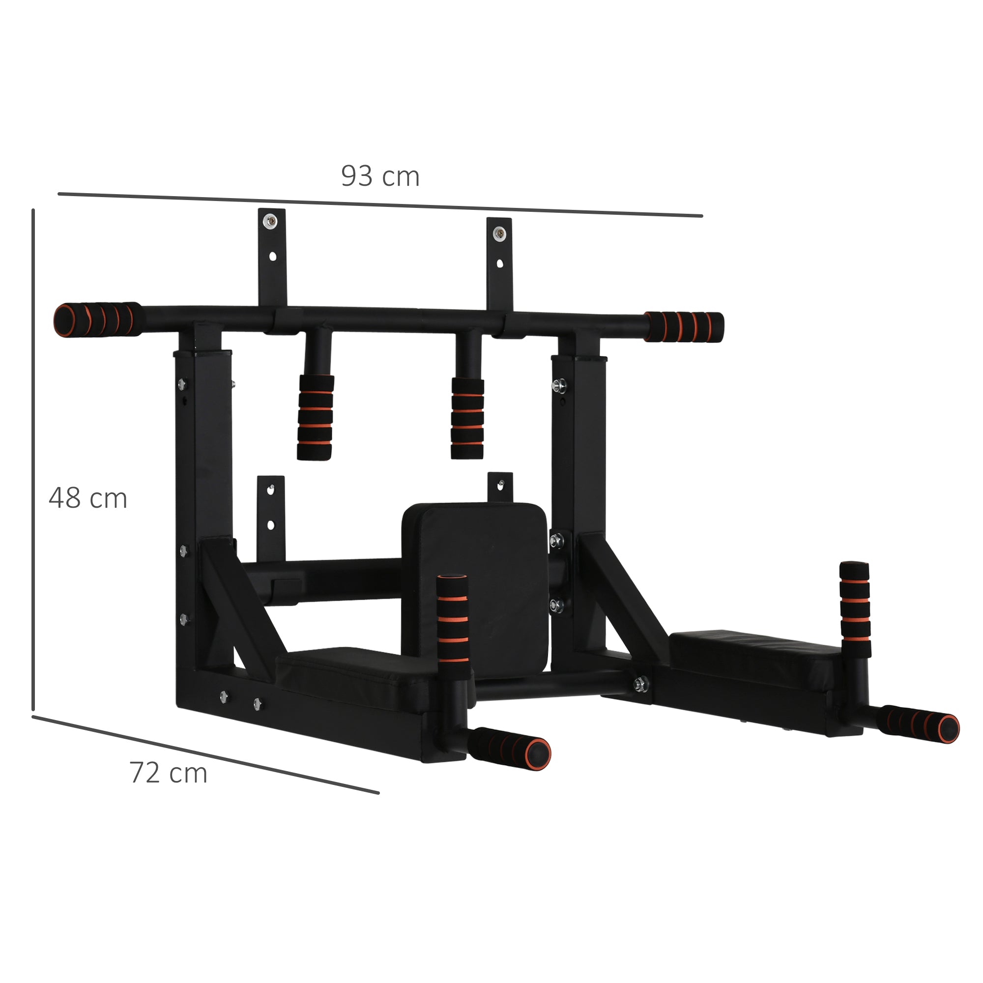Wall-Mounted Steel Pull-Up Bar with Non-Slip Pads, Max Load 120kg, Black