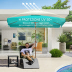 Garden Umbrella 2x3 m with Crank Opening, Tilting and Anti UV 50+, Turquoise