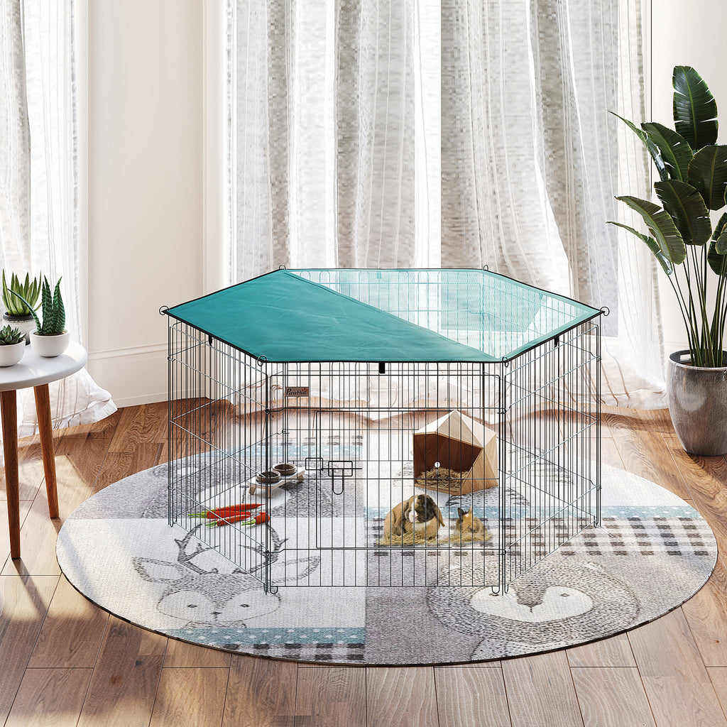 Folding Wire Playpen for Dogs and Puppies Ø120x60 cm with Waterproof Polyester Cover
