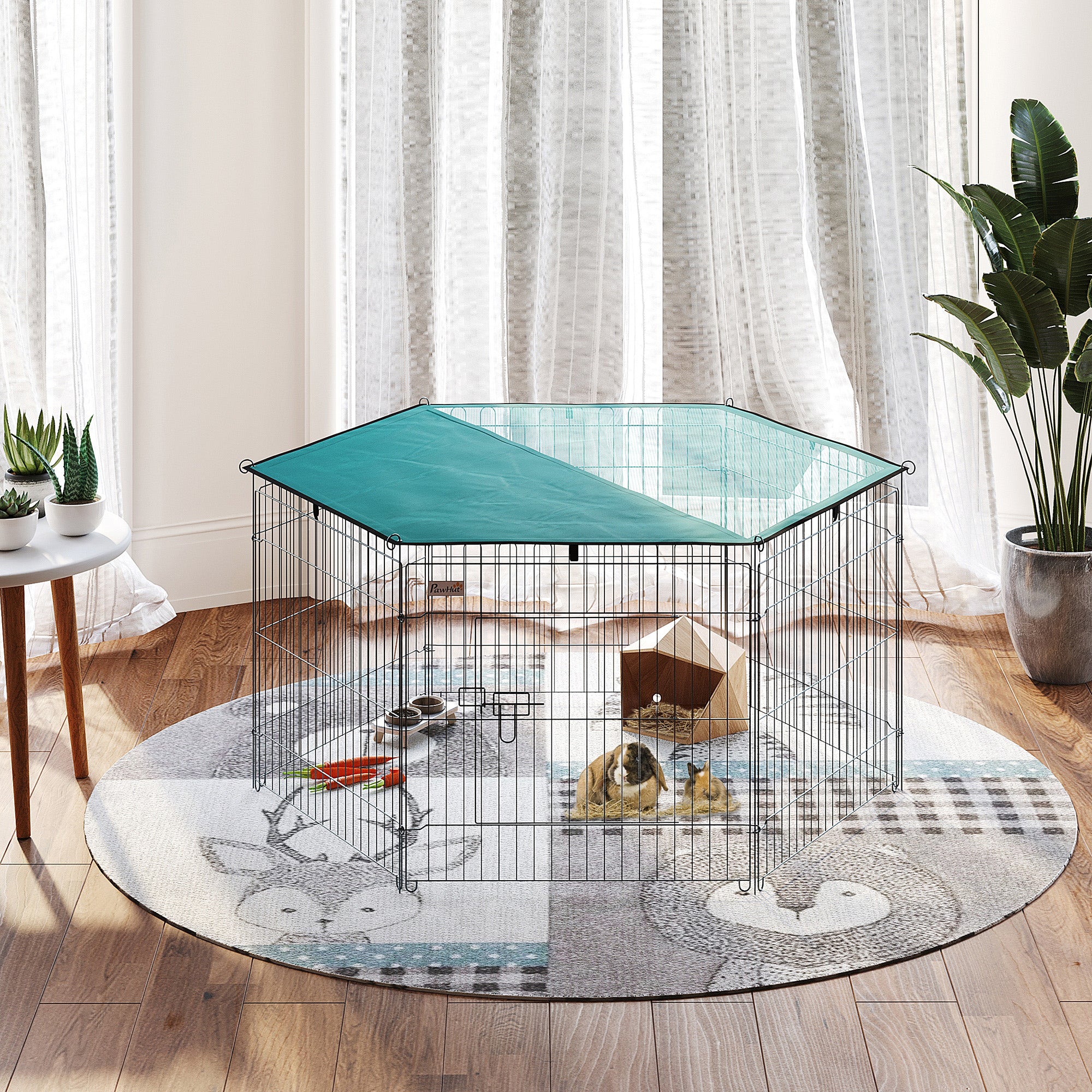 Folding Wire Playpen for Dogs and Puppies Ø120x60 cm with Waterproof Polyester Cover