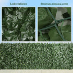 Outsunny PE Ivy Leaf Faux Hedge Roll for Balcony and Garden, 300x100 cm, Dark Green