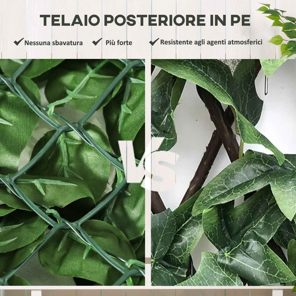 Outsunny Rollable and Waterproof Artificial Hedge, in Silk and PE, 300x100 cm, Dark Green