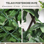 Outsunny Rollable and Waterproof Artificial Hedge, in Silk and PE, 300x100 cm, Dark Green
