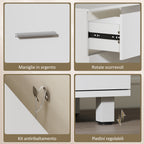 Modern Under Sink Cabinet with 2 Drawers and Dividers for Pedestal-Free Sink, 80x30x60 cm, White