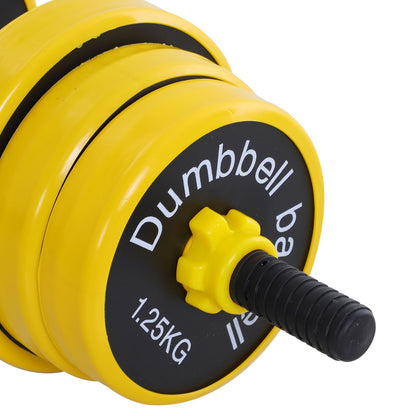 Dumbbell Set with Barbell Bar, Dumbbell Weights with 12 Discs for Home/Gym Training, Black and Yellow