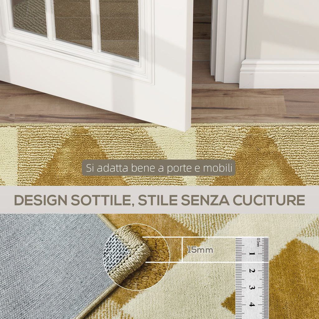 Modern Living Room Rug, Hypoallergenic and Washable with 3D Effect, 230x160 cm, Yellow