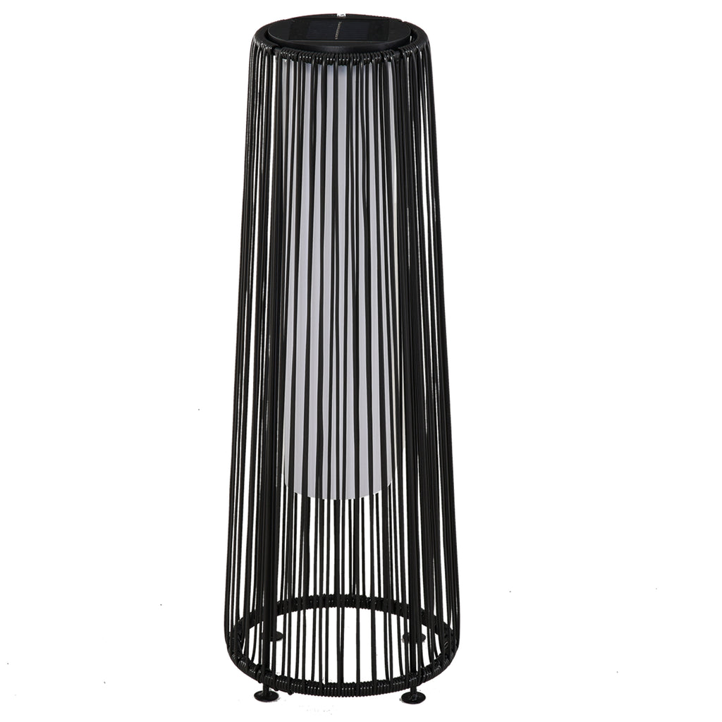 Outsunny Solar LED Garden Lantern with Charging Panel in Rattan and Metal, Ø21.5x61cm, Black