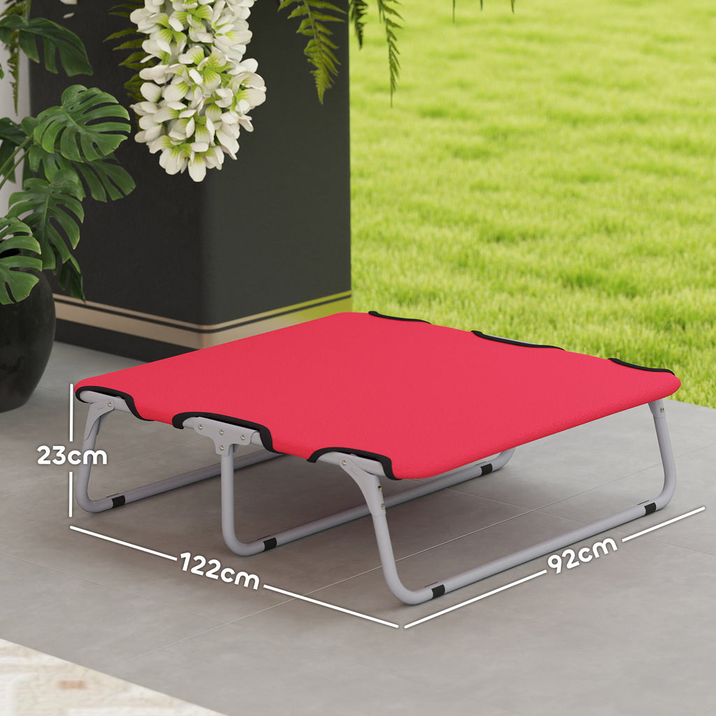 Foldable Bed for Small Dogs for Indoors and Outdoors, Metal and Oxford Fabric, 71x58x20 cm, Red