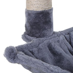Multi-Level Cat Scratching Post with Hammock and Ball, Wood and Plush, 50x36x70cm, Grey