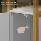 Space-Saving Bathroom Cabinet with Toilet Paper Holder, Cabinet and Bamboo Shelf, 20x33x80cm, White