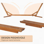3-Level Adjustable Folding Portable Wooden Hanging Hammock Stand, 388x120x89cm
