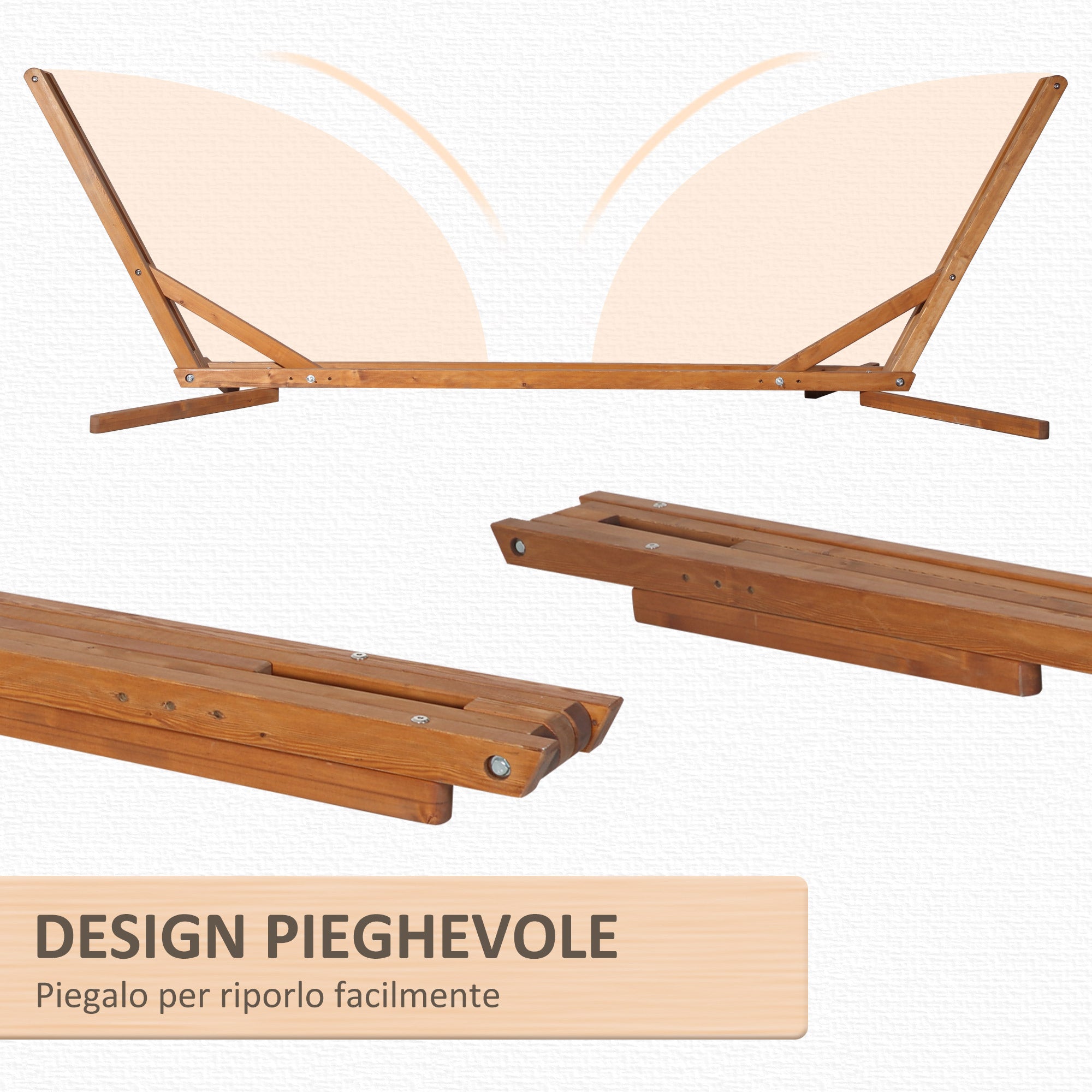 3-Level Adjustable Folding Portable Wooden Hanging Hammock Stand, 388x120x89cm