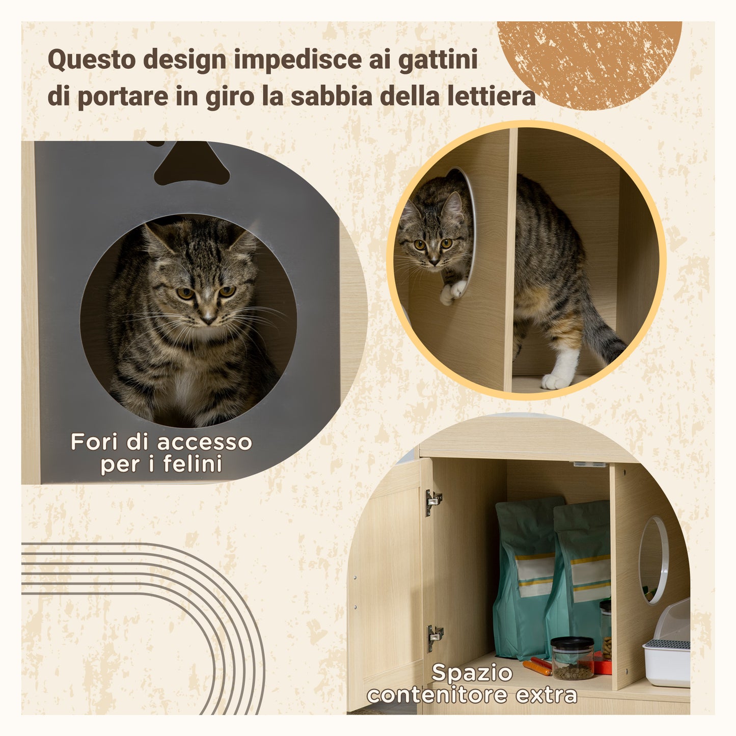 Litter Box Cat House with Storage Space and Scratching Posts, Wooden, 107x54x70 cm