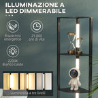 MDF Column Floor Lamp with 4 Shelves and 3000K LED Lighting, 41x29.5x163.5 cm, Black