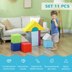 Soft Construction Set for Children 1-3 Years with 11 Shapes in Multicolored PU and EPE
