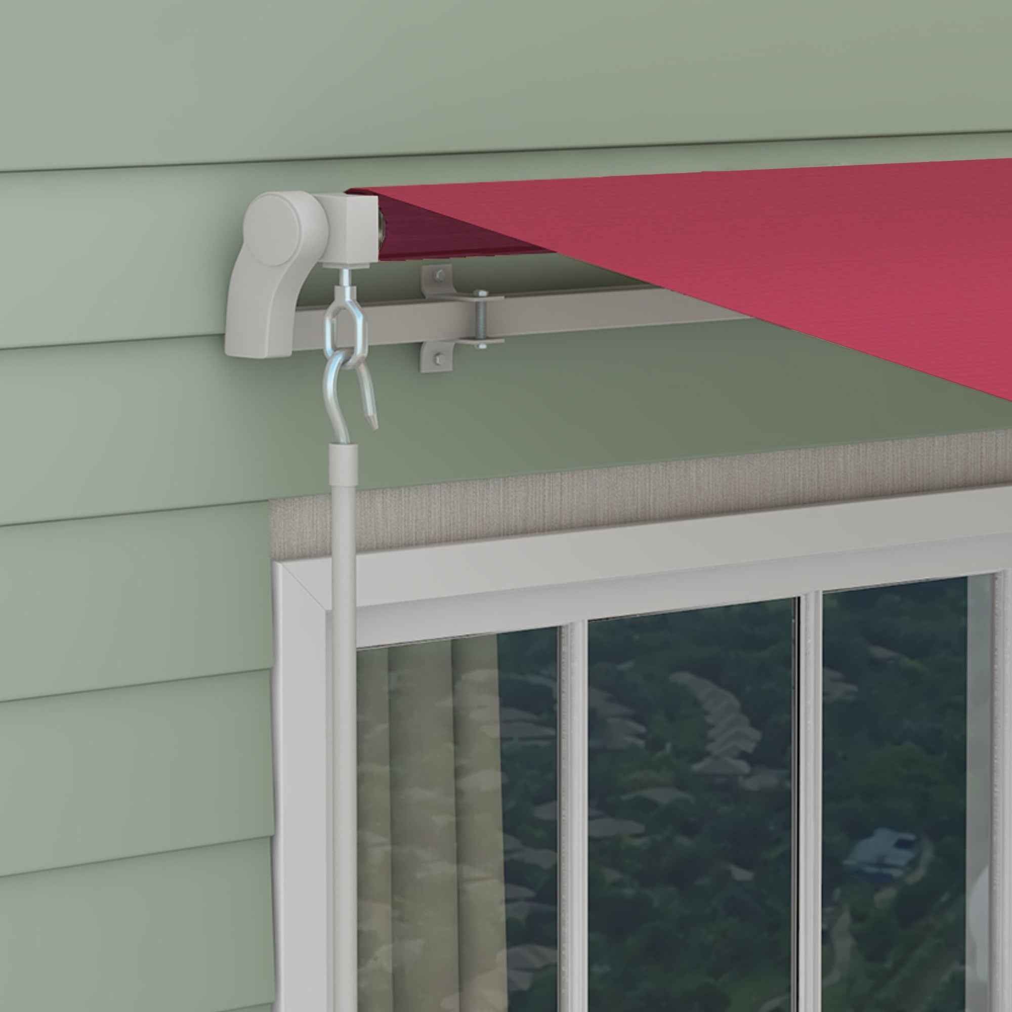 Outsunny Aluminum and Polyester Crank Roller Awning, 295x245cm, Dark Red