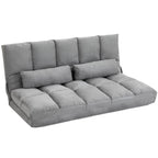 Folding Floor Sofa Lounger, 7-Level Reclining Backrest and Cushions, Modern Sofa for TV, Games, Reading, Yoga, Office, 130x73x60 cm, Light Grey