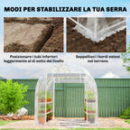 Outsunny 2x3x2 m Tunnel Greenhouse with Roller Doors, Steel Frame and Anti-UV PE Cover, Transparent