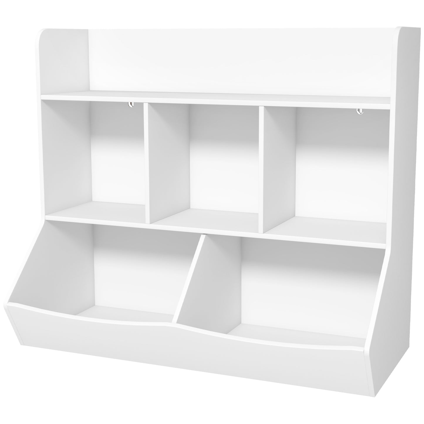 HOMCOM 3-Tier Children's Toy Cabinet with 5 Wooden Compartments, 91.5x43x79cm, White - Borgè