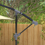 Decentralized Garden Umbrella with Cross Base and Crank Opening, 294x193cm, Beige
