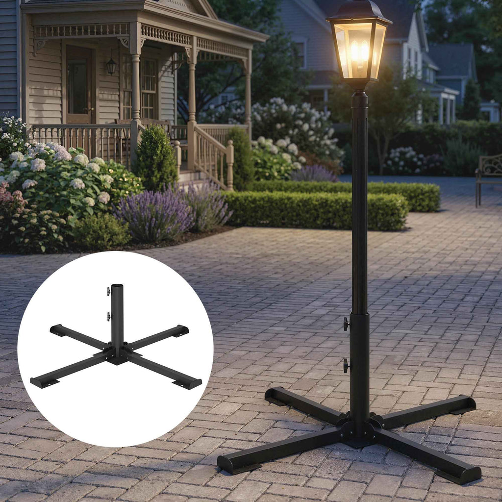 Outsunny Folding Cross Base for 38-48mm Umbrellas, Patio Stand, Dark Grey