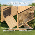 PawHut Wooden Chicken Coop, Waterproof Roof, 150x100x96.5cm, Yellow