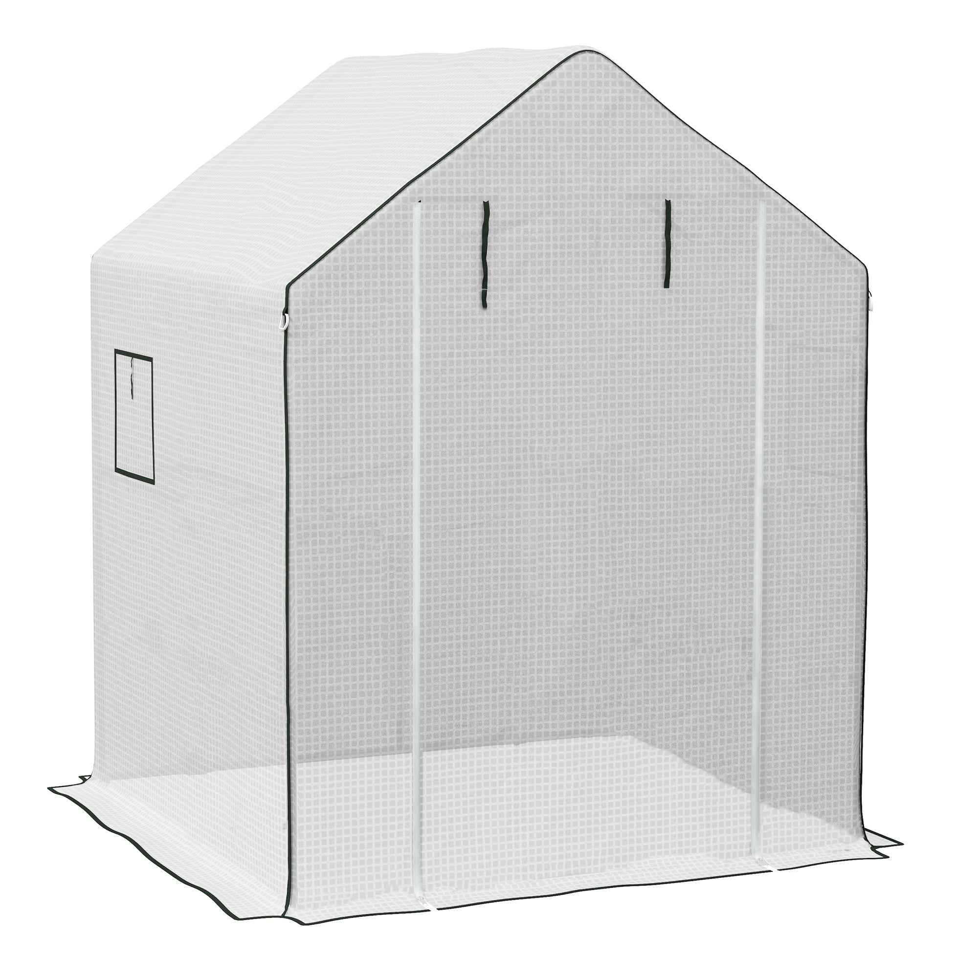 Outsunny PE Garden Greenhouse Cover with Hinged Door and Windows, 140x143x190cm, White