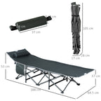 Folding and Padded Camping Cot with Storage Pocket, 188x64.5x53 cm, Gray