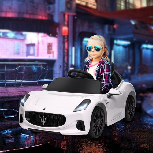 12V Maserati Gran Turismo Folgore Children's Car with Remote Control, Age 3-5 Years, White
