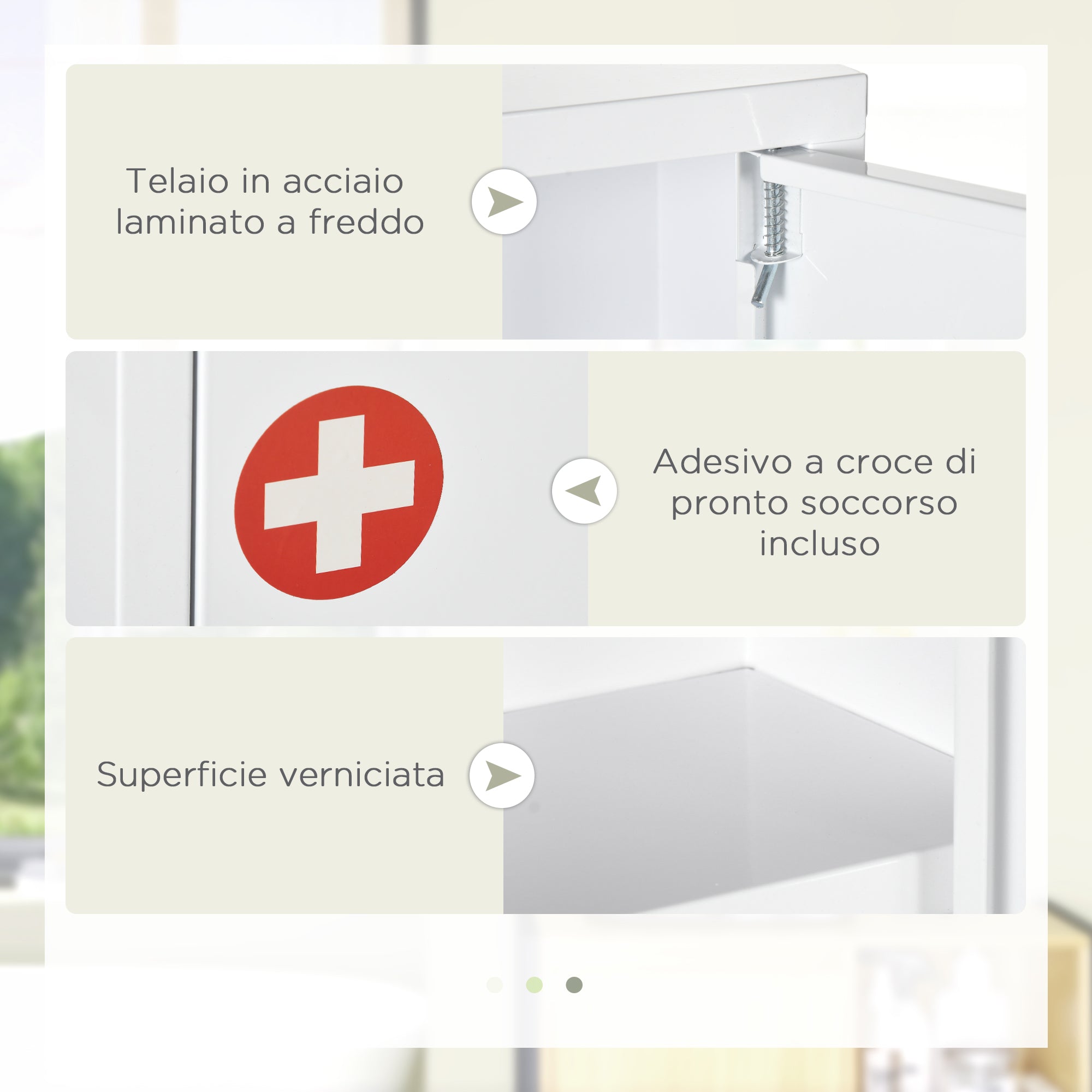 Wall Mounted Medicine Cabinet with 2 Shelves and 2 Keys, Steel, 40x15x53.5 cm, White
