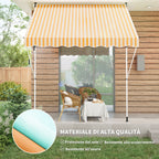 Outsunny 3x1.5m Arm Awning with Crank and Telescopic Structure, Orange and White