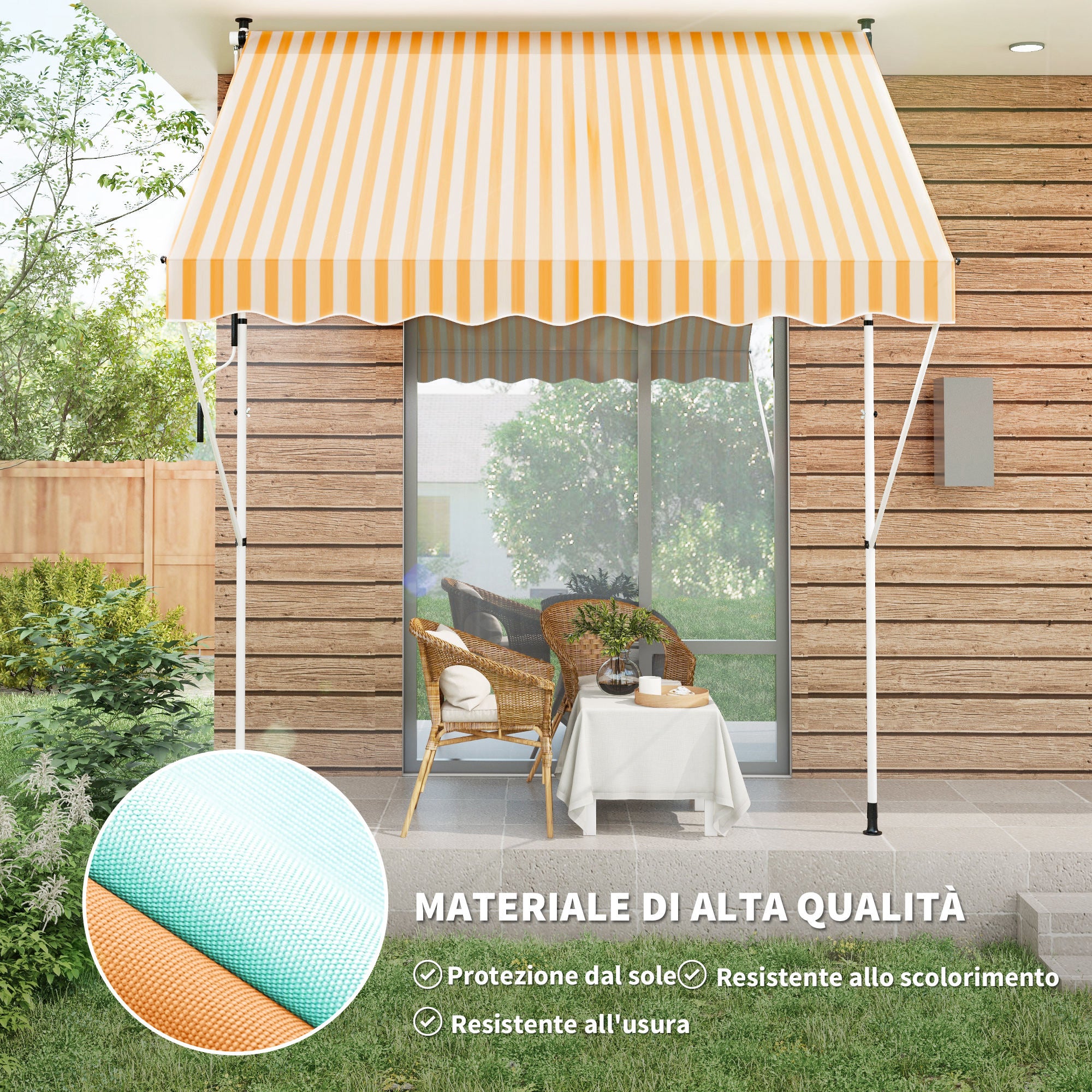 Outsunny 3x1.5m Arm Awning with Crank and Telescopic Structure, Orange and White