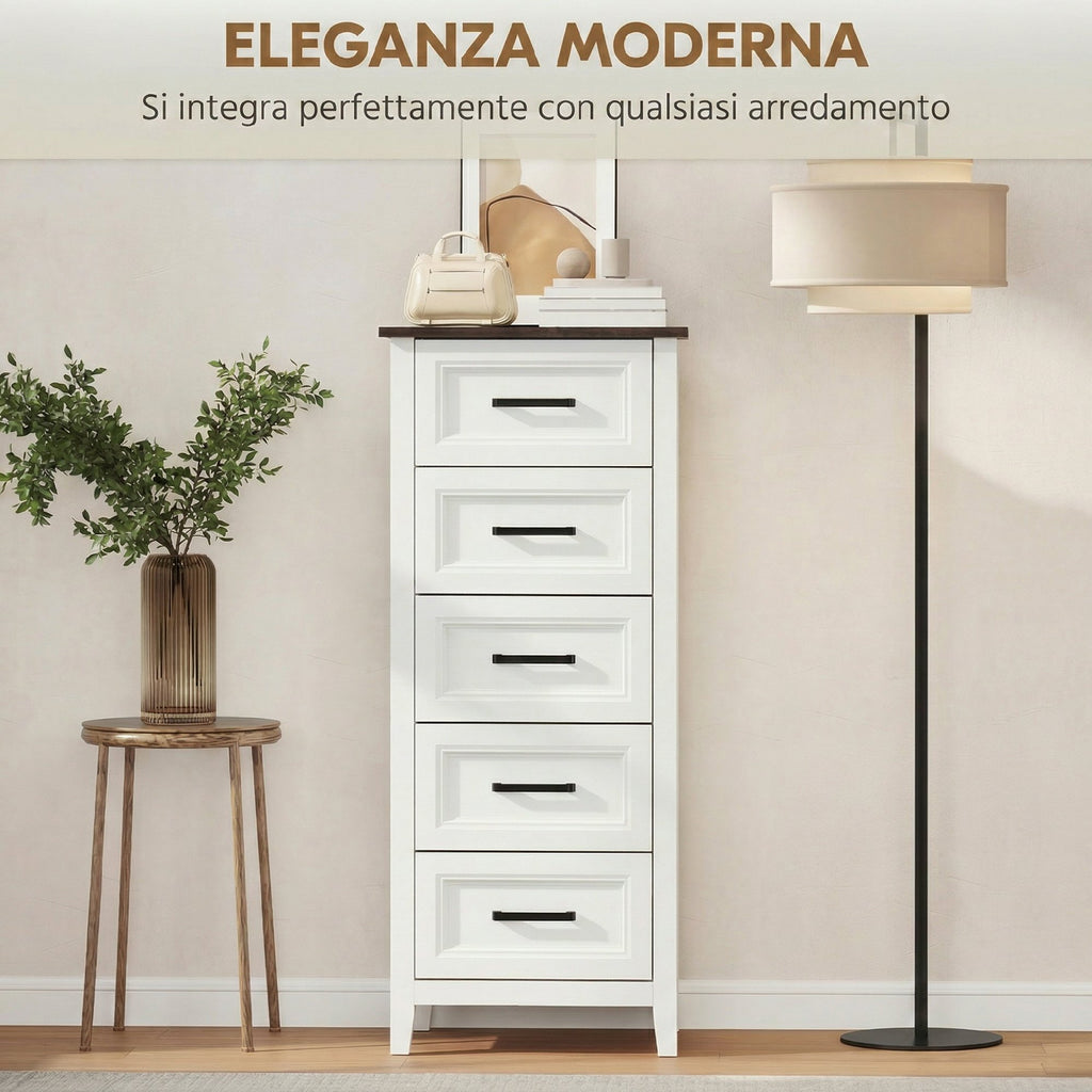 HOMCOM Chest of Drawers with 5 Drawers, Tall Unit for Bedroom and Living Room